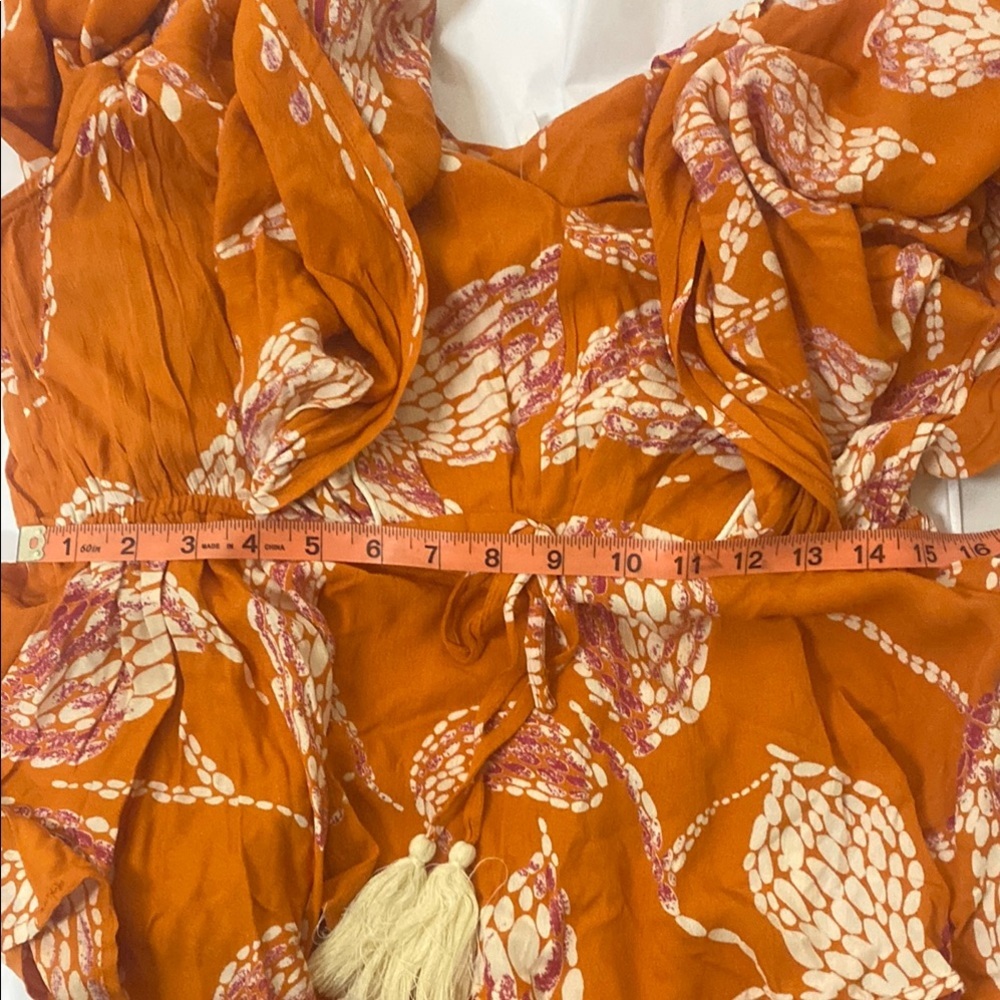 Orange Tie Front Ruffled Blouse - Picture 8 of 8